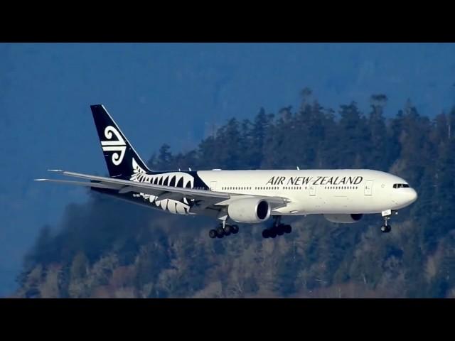 Air New Zealand 777-200 Landing YVR Vancouver: Nikon Coolpix P900