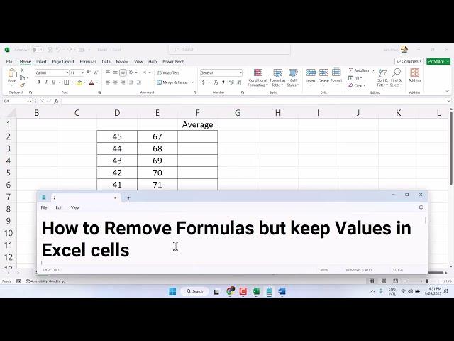 How to Remove Formulas but keep Values in Excel cells