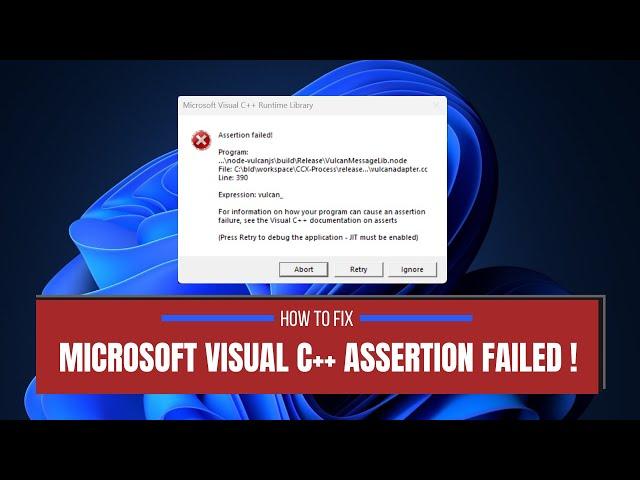 microsoft visual c++ runtime library assertion failed