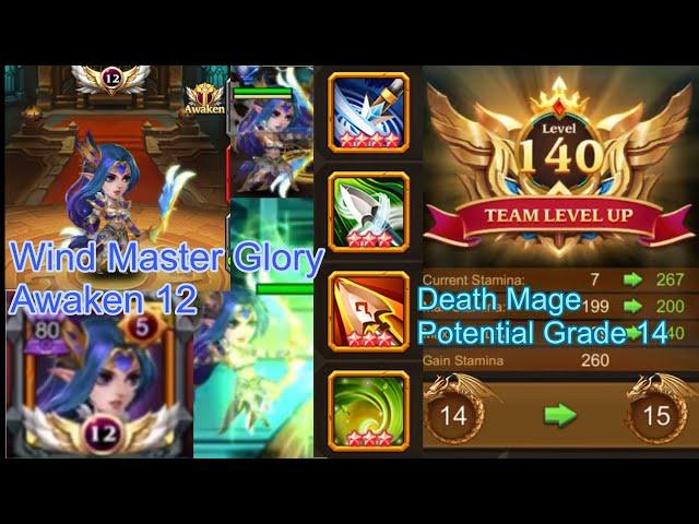 Death Mage Level 140 and Wind Master Glory Awaken 12 - Heroes Charge