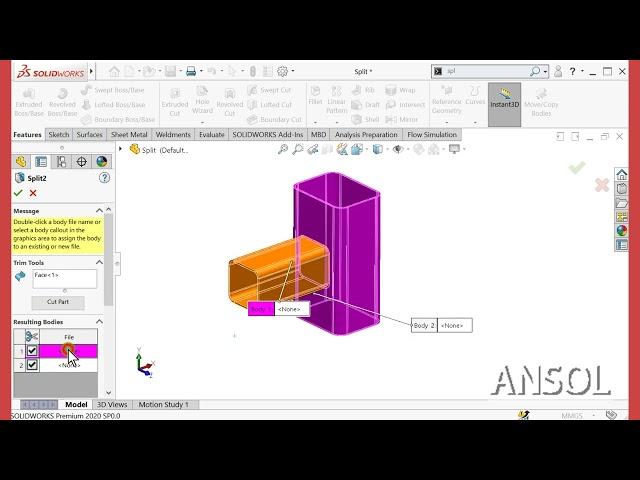 How to split a part in Solidworks?