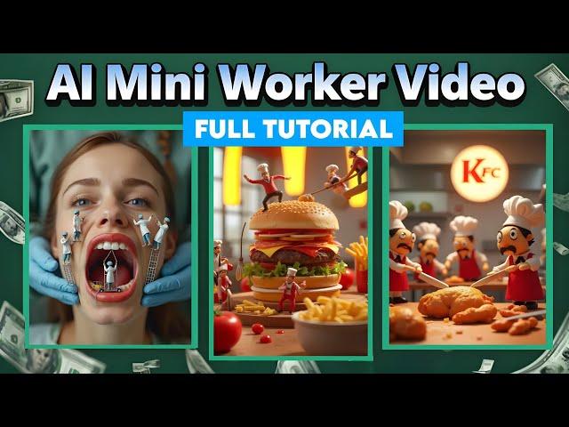 How to Create Viral Mini Workers AI Videos| Full Course Create Miniature Food Workers Video with AI