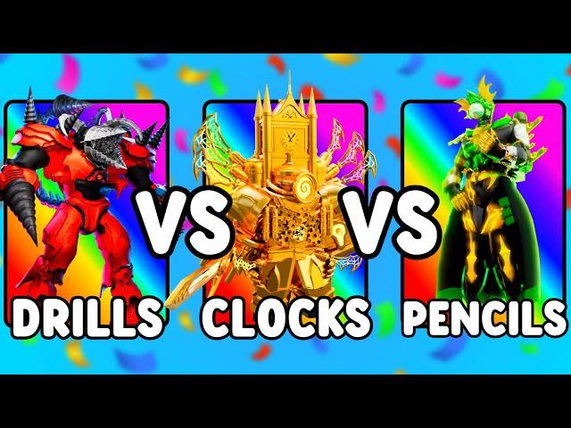 DRILLS VS CLOCKS VS PENCILS (Toilet Tower Defense)
