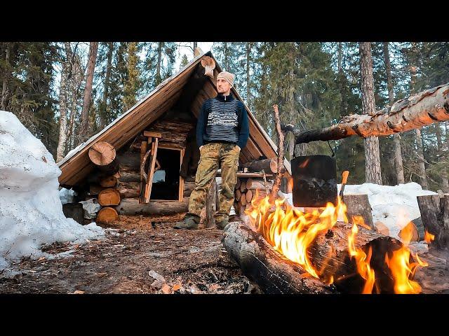 AFTER THIS, THE HUT BECAME 10 TIMES COZIER. BERLOGA NEAR THE HUT.