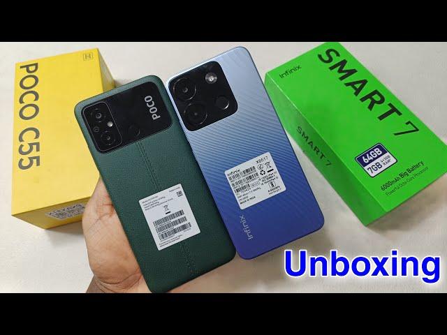 Infinix Smart 7 Vs Poco C55 Camera Test || Infinix Smart 7 Vs Poco C55 Compression, Features,5000mAh