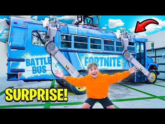 Surprising our Son with a FORTNITE BATTLE BUS In Real Life