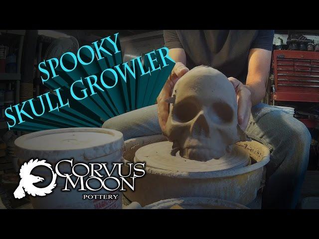 Making a Skull Growler mug - Corvus Moon Pottery