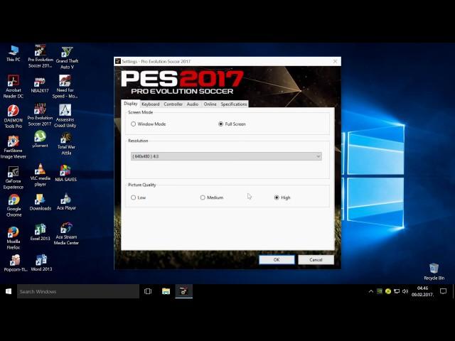 How to change PES 2017 resolution in Full HD