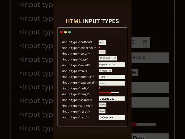 Master HTML Input Types! #html #inputtypes #webdevelopment #frontend #coding