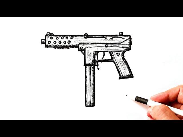 How to draw a Submachine Gun Tec-9