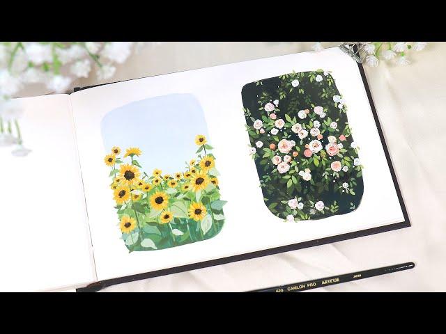  Easy Mini Gouache Painting Tutorial // Summer Flowers