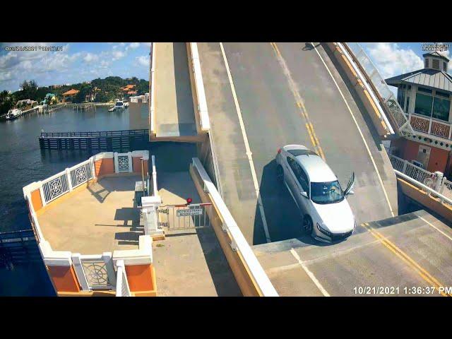 Drawbridge Opens While Car Is Still Crossing