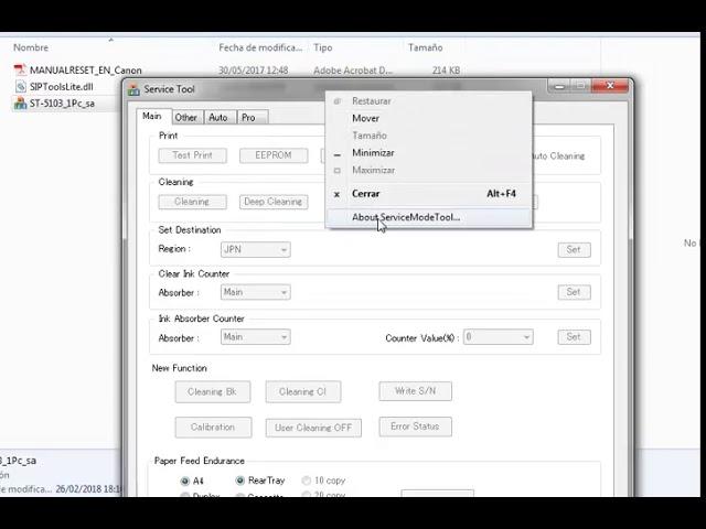 Reset Canon Service tool v5103