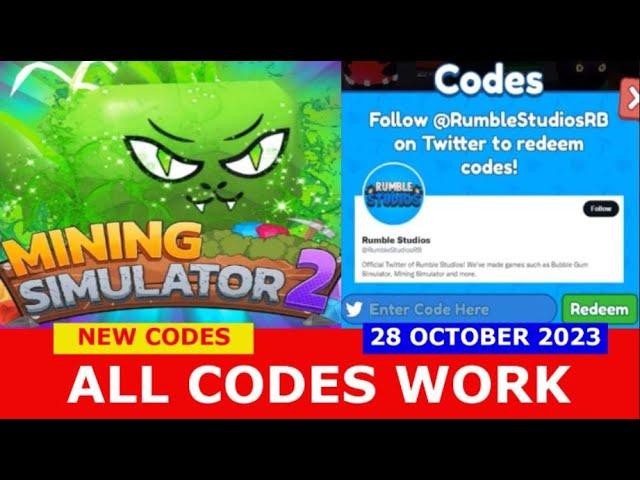 *NEW UPDATE CODES* [ PART 2 ] Mining Simulator 2 ROBLOX | ALL CODES | 28 OCTOBER 2023