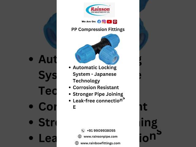 PP Compression Fittings Tee manufacture by Rainson Pipe Industries Pvt. Ltd. #fittings #shorts