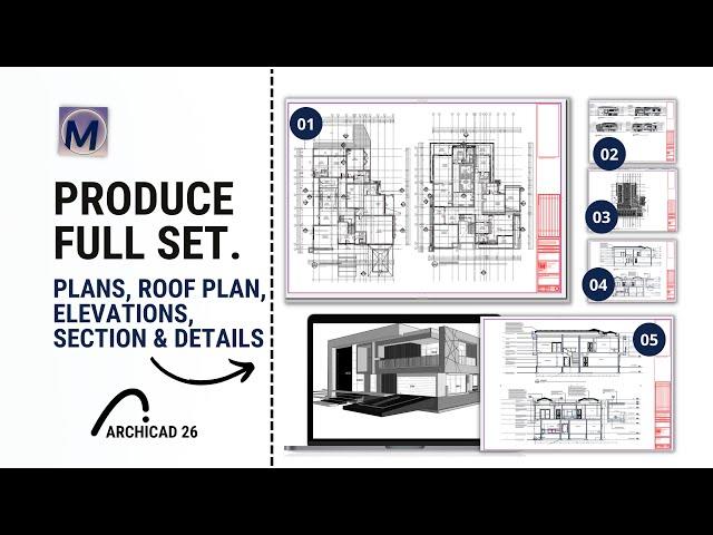 20 x 23m Contemporary House Full Set Of Drawings | ArchiCAD Efficiency