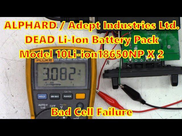 ALPHARD/Adept Industries Ltd. Model 10Li-ion18650NP X 2 Dead Battery Pack Diagnosis