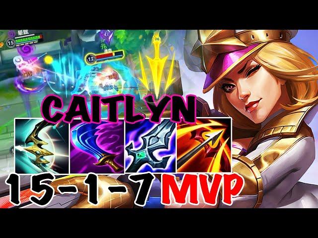 WILD RIFT CAITLYN ADC GAMEPLAY | 15 -1 -7 MVP | CAITLYN BUILD RUNES