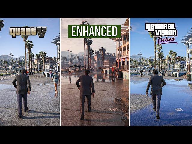 GTA 5 Enhanced vs QuantV vs NaturalVision Evolved | Graphics Comparison in 4K