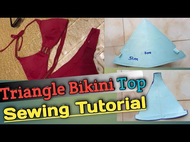 DIY TRIANGLE BIKINI TOP SEWING TUTORIAL. HOW TO SEW A TRIANGLE BIKINI TOP,EASY DIY