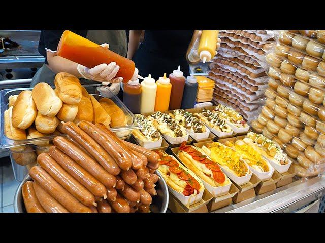 Selling 1000 pieces per day! American style Hot dog that is a big hit in Korea. / Korean Street Food