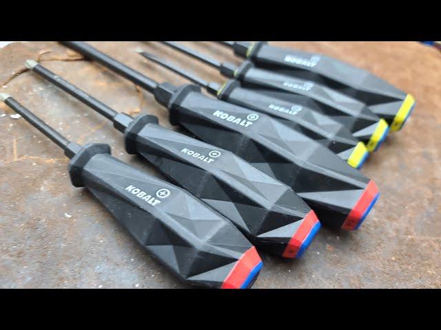 Lowe's Kobalt Diamond "AI" Biomechanical Turbo Grip Bolstered Screw Driver Set Review