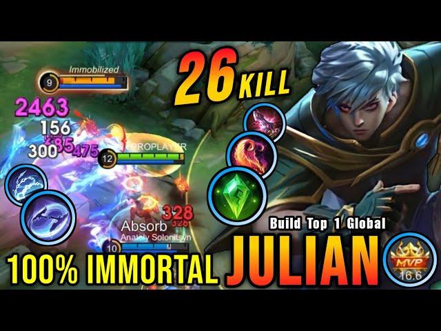 26 Kills No Death!! Julian Best Build 100% IMMORTAL!! - Build Top 1 Global Julian ~ MLBB