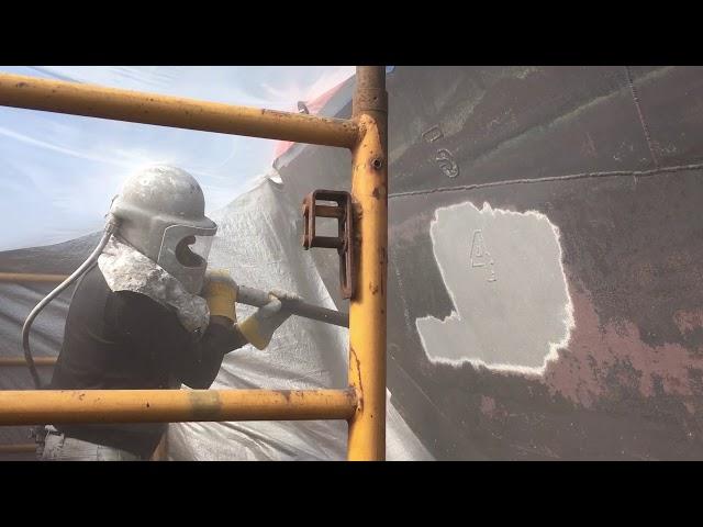 Blasting Ship Hull using Sponge Media Abrasive