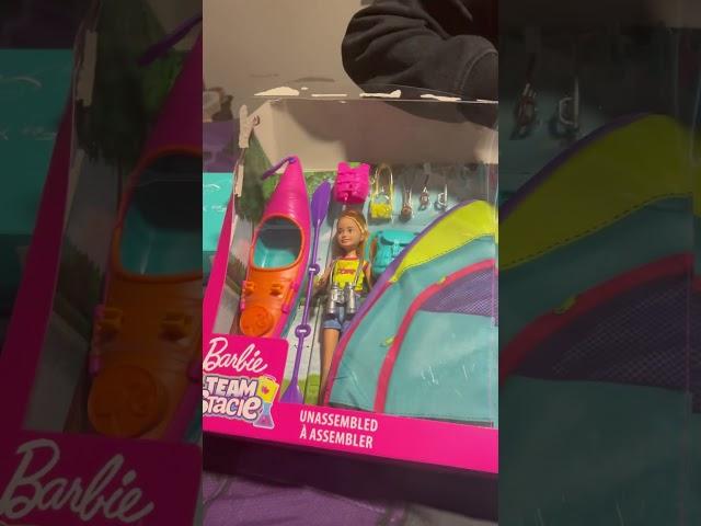 Unboxing Barbie Team Stacie camping #matel #babrie #fypyoutube ￼