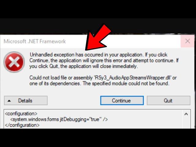 Could not Load File or Assembly ‘RSy3_AudioAppStreamsWrapper.dll FIX
