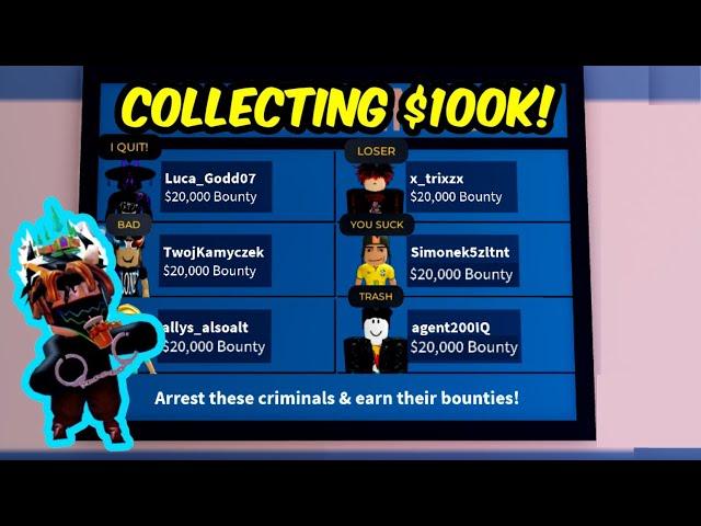 ARRESTING $100,000 TOTAL BOUNTY CRIMINALS in Roblox Jailbreak!