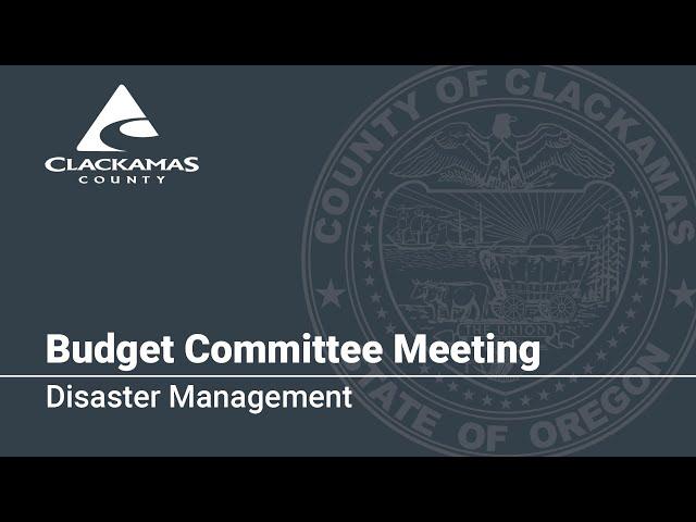 Disaster Management - 2021 Budget Presentation