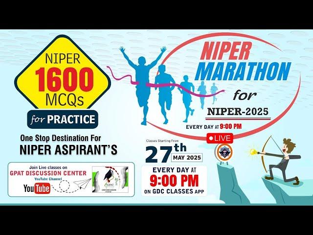 NIPER JEE 2025 MARATHON CLASSESNIPER EXAM MCQ QUESTIONS | NIPER EXAM PRACTICE MCQs #niper2025 #gdc