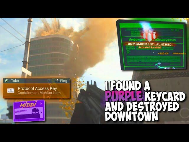 I Found A NEW Purple Keycard And Destroyed Downtown With Bombardment In Warzone!