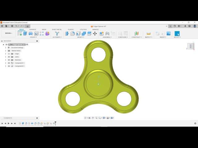 Design of Fidget Spinner in Fusion 360 | Fusion 360 3D modelling Tutorial