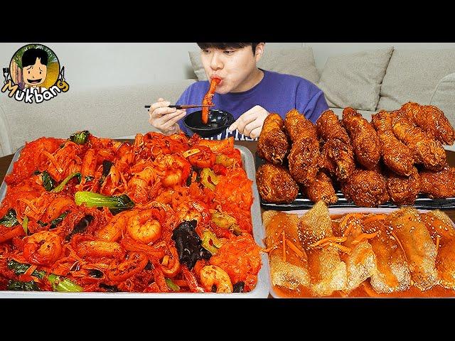 ASMR MUKBANG | Crispy Fried Chicken, Mala Xiang Guo, tteokbokki korean food eating sound !