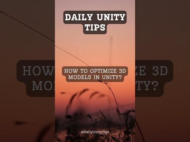 How to optimize 3D models in unity? #programming #3dtutorials #unity3d #gamedevelopment #gamedesign