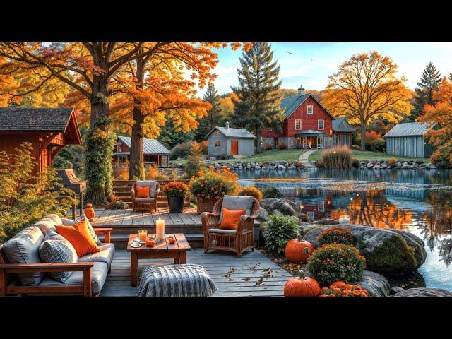 Cozy Autumn Morning Jazz  Outdoor Lakeside Coffee Ambience with Smooth Jazz Music for Relax, Work