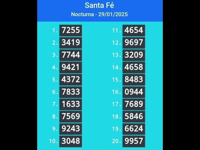 SORTEO QUINIELA SANTA FE NOCTURNO