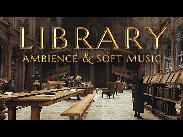 Relaxing in the Library  Ambience & Soft Music | Hogwarts Legacy