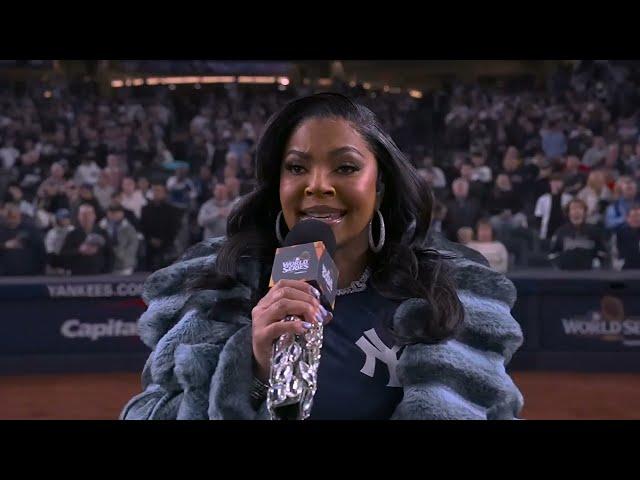 Grammy-winning artist Ashanti sings National Anthem before World Series Game 4!