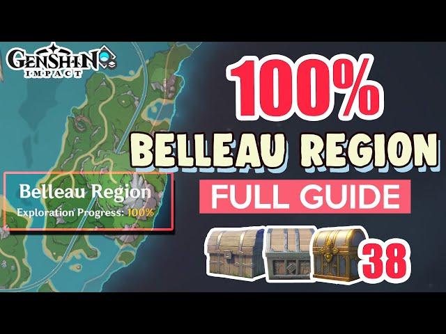 How to: Belleau Region 100% FULL Exploration ⭐ Fontaine ALL CHESTS GUIDE 4.0【 Genshin Impact 】