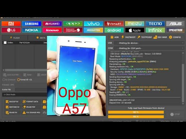 How to unlock pattern lock OPPO A57 Hardreset with fleshing tool | unlock tool..