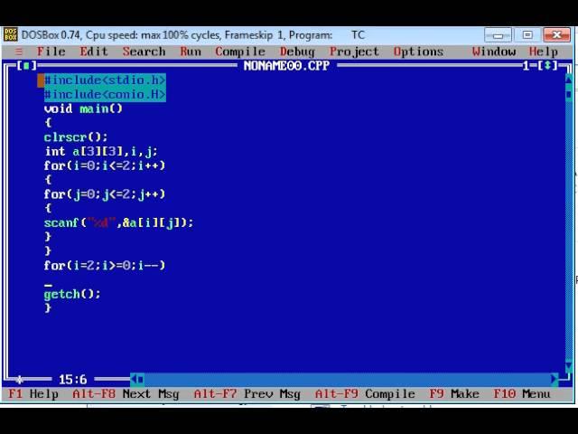 Program to Print 2D Array Elements in Reverse Order in C Language