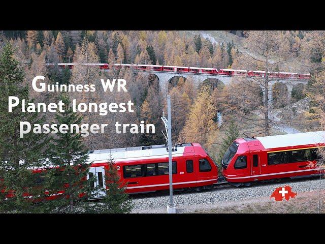 World's Longest Passenger Train | Guinness World Record. Rhaetian Railway Switzerland.