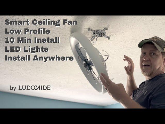 REVIEW: Smart Ceiling Fan w/ LEDs by LUDOMIDE | Low Profile Flush Mount | 10 Minute Install