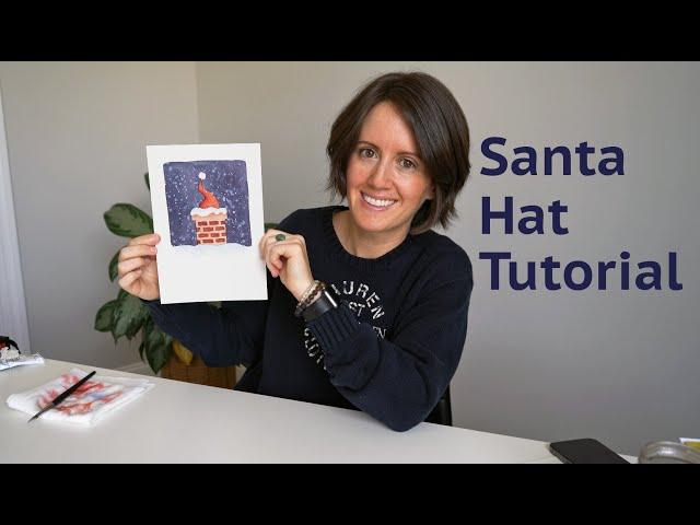 Christmas Santa Hat Watercolor Tutorial