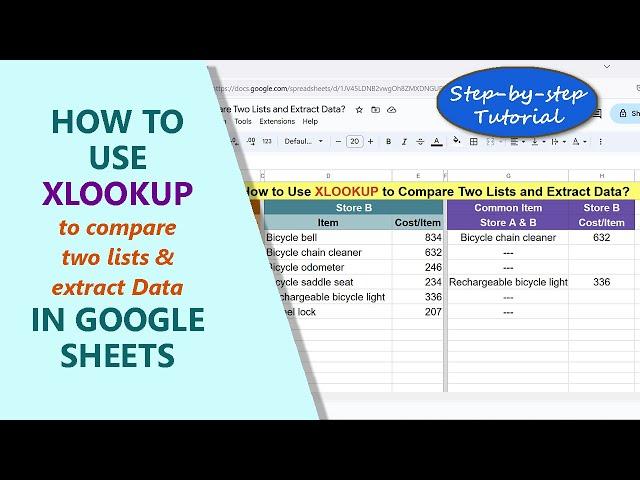 Google Sheets | XLOOKUP | Function | Compare Two Lists | How To | Example | Spreadsheet | Tutorial