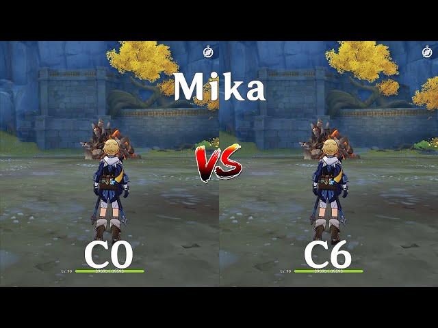 C0 Mika vs C6 Mika ! How much is the Difference? Gameplay COMPARISON [ Genshin Impact ]