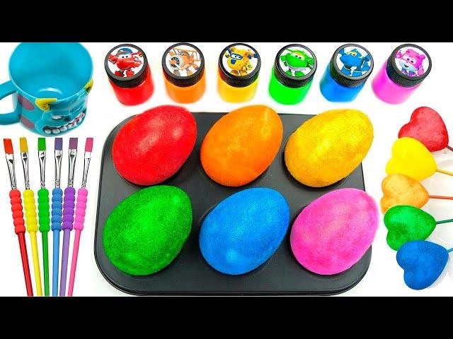 Satisfying Video Rainbow Mixing All Candy in Rainbow EGGS From Color Glitter Lollipop & Cutting ASMR